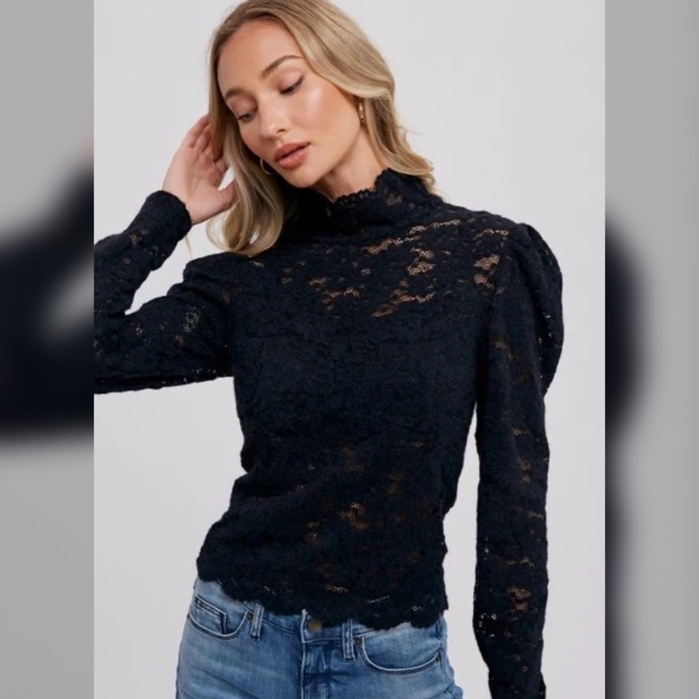 Mock Neck Lace Top
